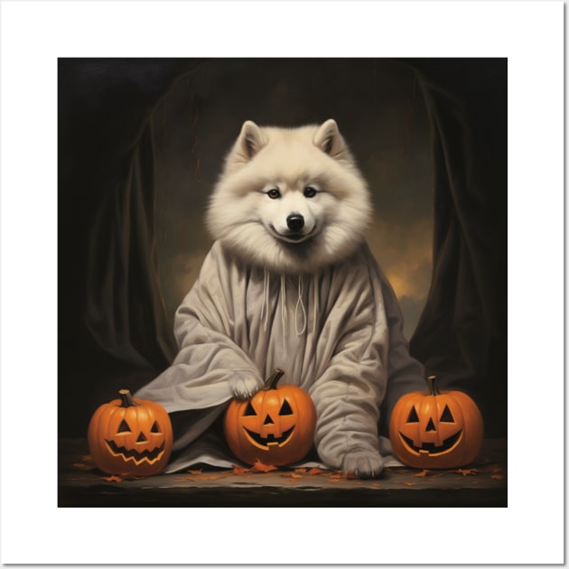 American eskimo dog Halloween Wall Art by NatashaCuteShop